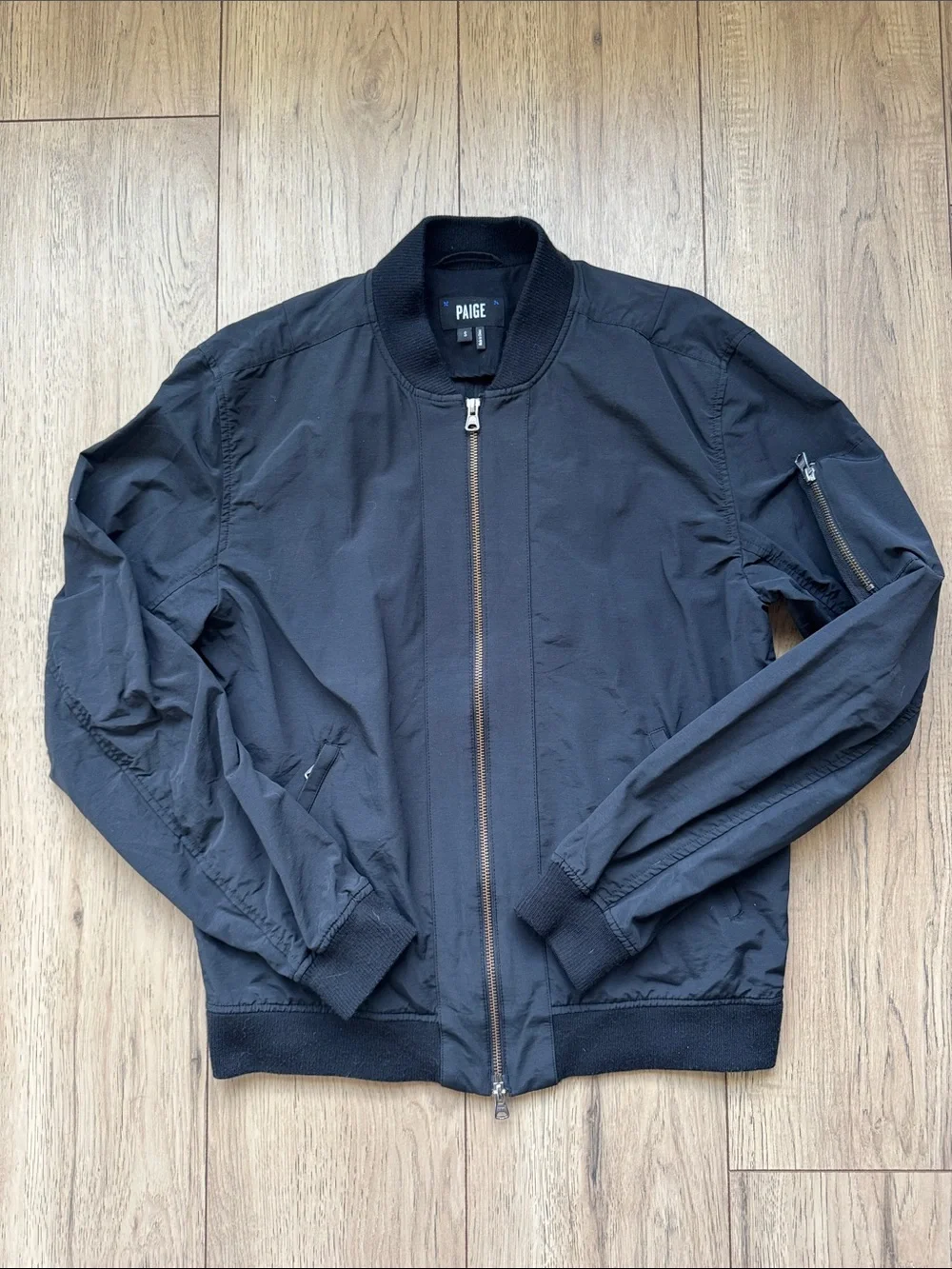 Paige Bomber Jacket Black Men’s Small Full Zip Lightweight Zippered Pockets